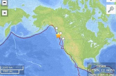 加拿大海域發(fā)生7.7級地震