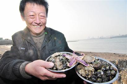 青島海量海膽涌上岸 趕海市民1小時(shí)撿1盆